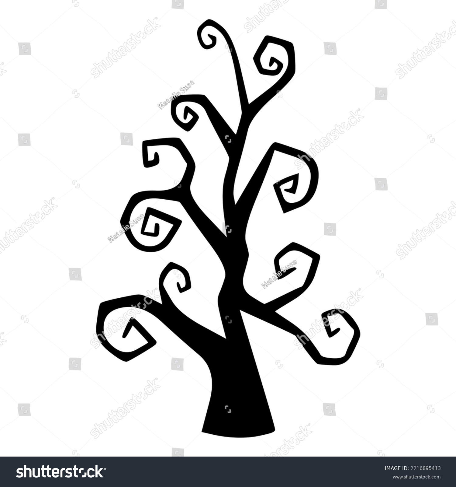 SVG of Halloween  hand drawn spooky tree silhouette. Vector doodle sketch illustration isolated on white background ready for scrapbooking and svg art. svg