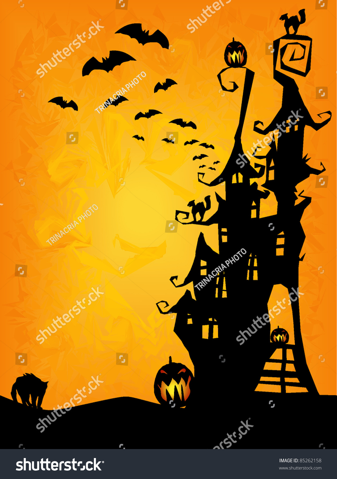 Halloween Invitation Flyer Background Spooky Castle Stock Vector ...