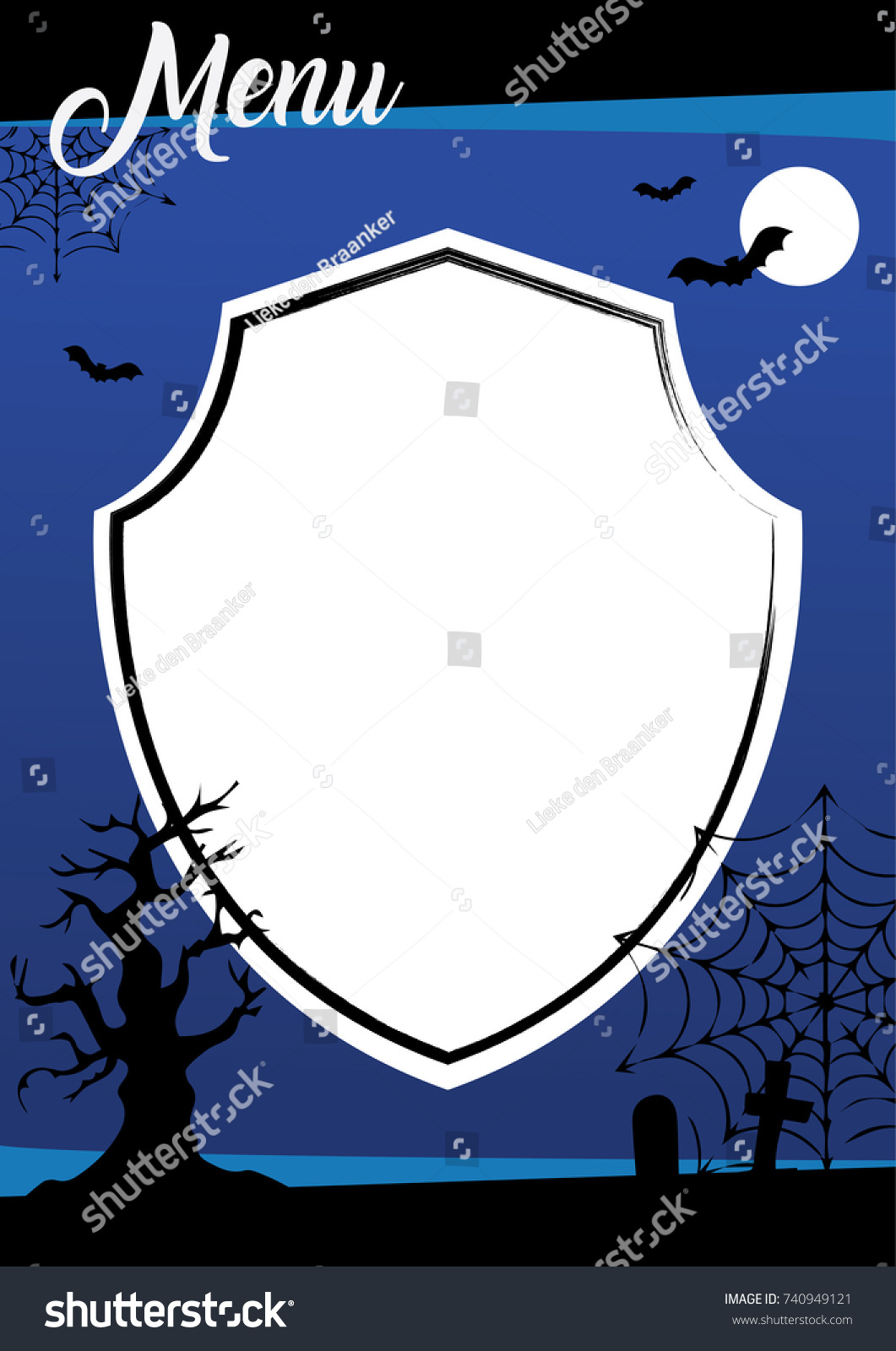 halloween menu template blue background decorations stock vector