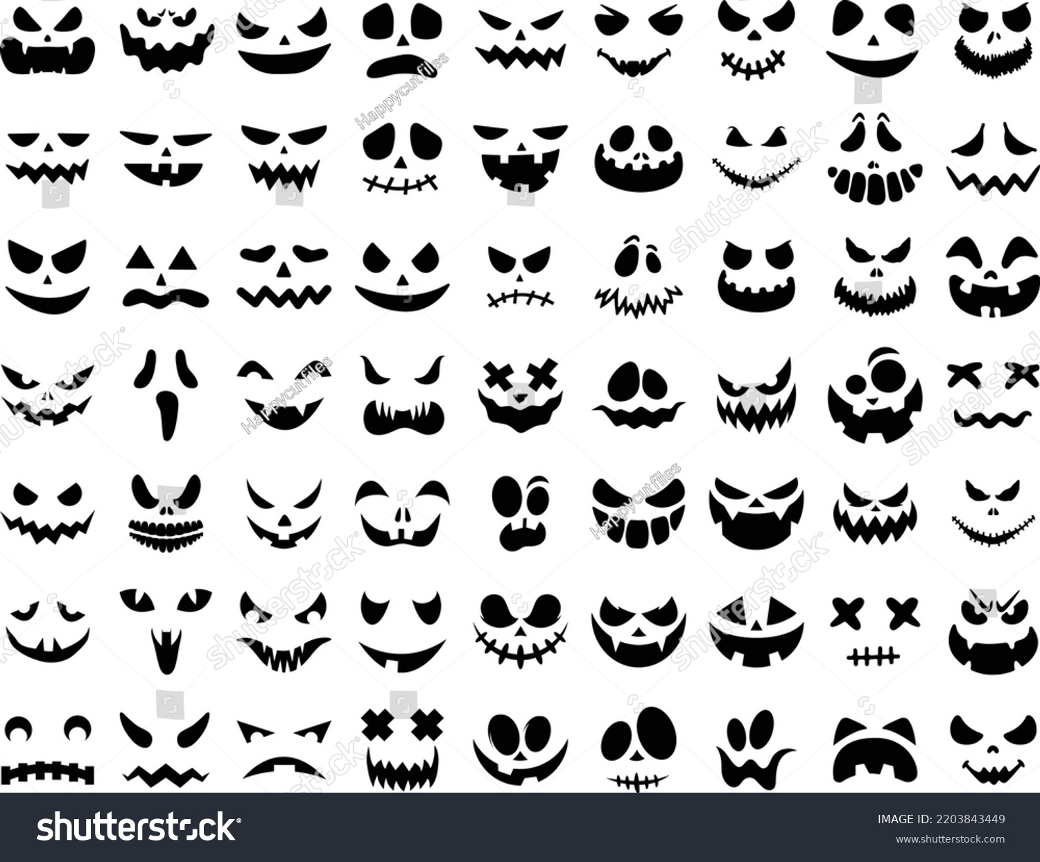SVG of Halloween Monster Pumpkin Face Clipart Vecter Files Bundle svg
