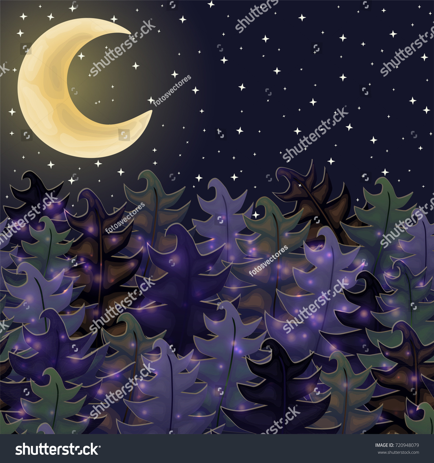 Halloween Night Forest Wallpaper Vector Illustration Stock Vector Royalty Free