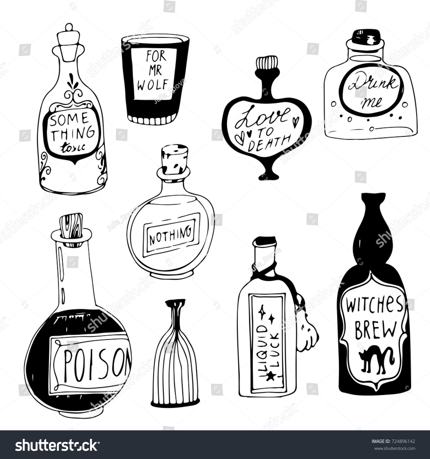 Halloween Potions Hand Drawn Vector Set Stock Vector (Royalty Free ...