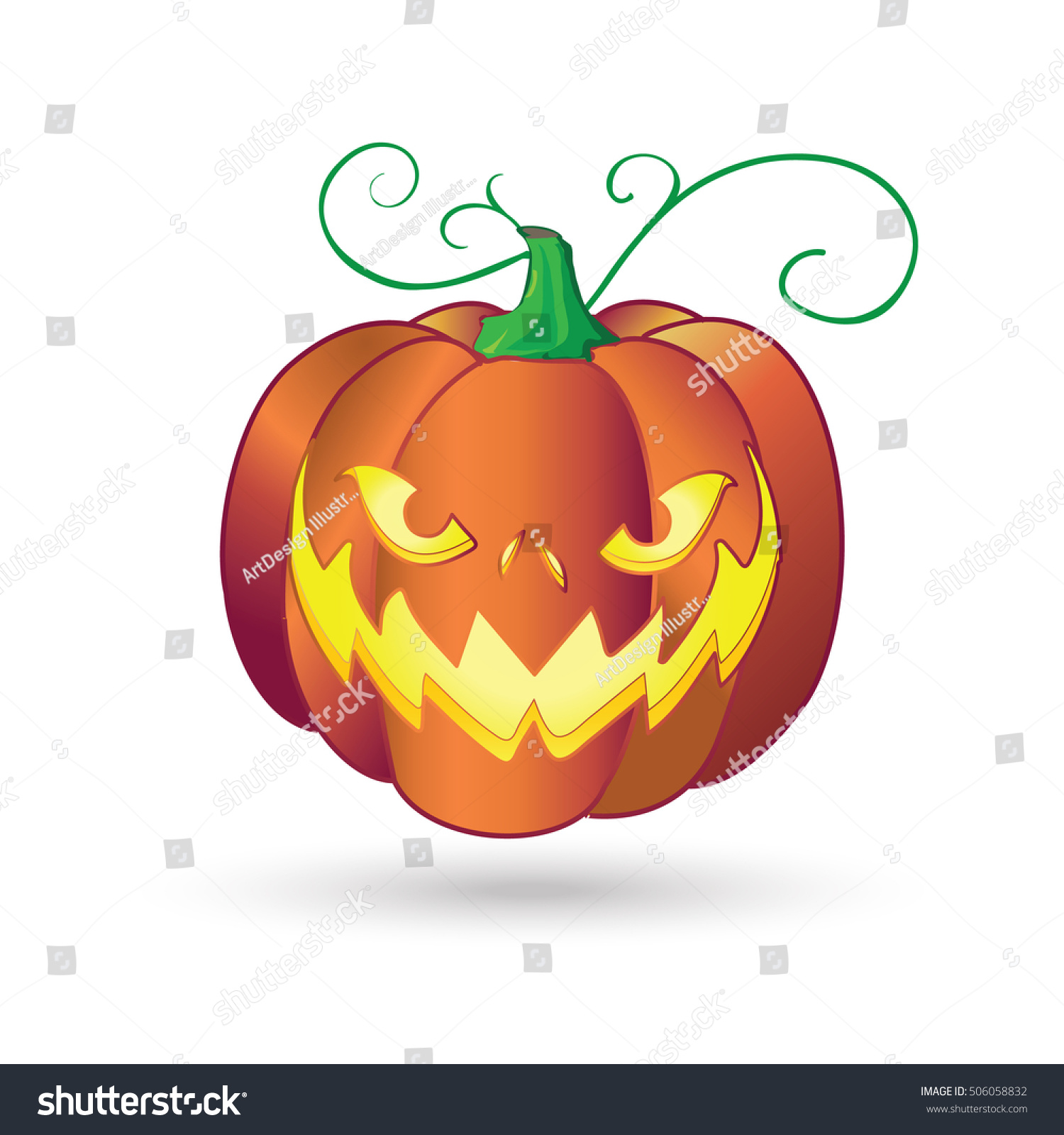 Halloween Pumpkin Face Smiley Icon Cute Stock Vector (Royalty Free