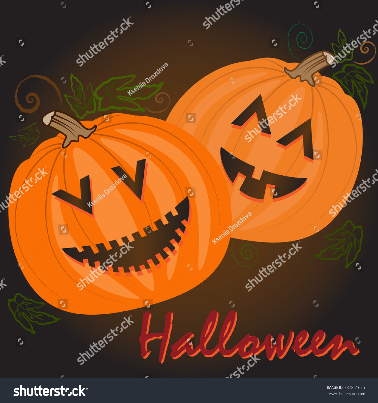 SVG of Halloween pumpkin faces in dark and text svg