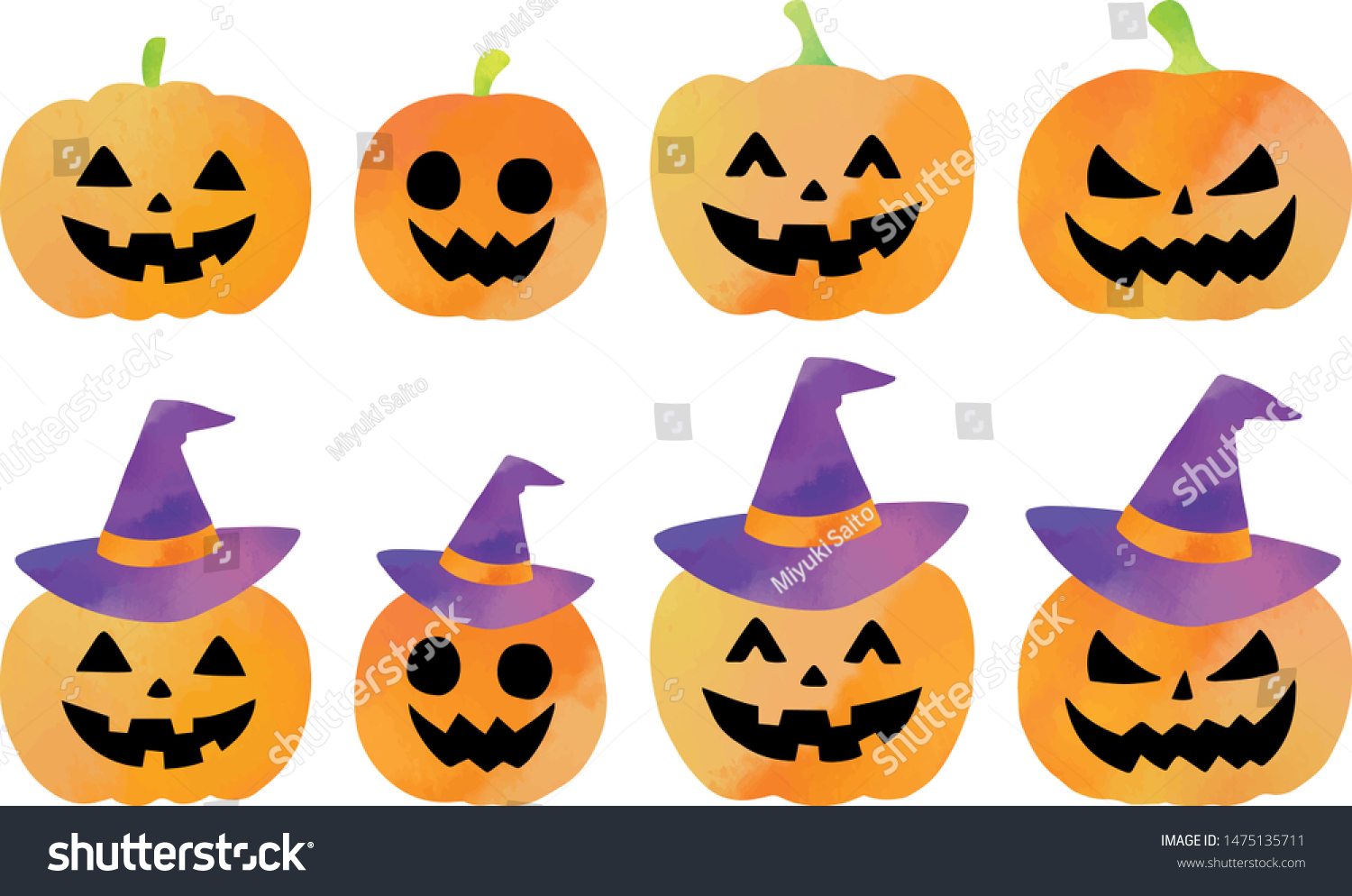 Halloween Pumpkin Illust Set 01 Stock Vector Royalty Free