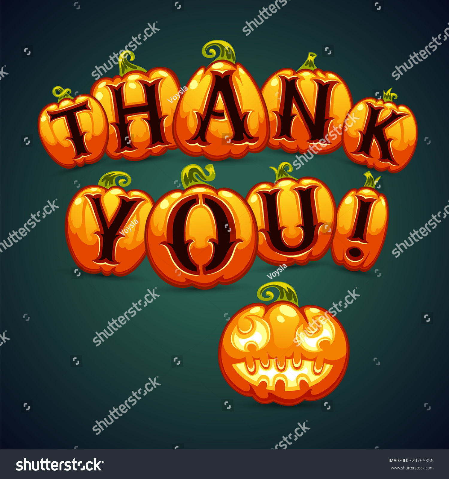 Halloween Pumpkin Says Thank You Greeting Stock Vector