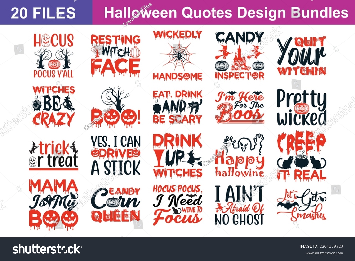 SVG of Halloween Quotes svg Bundle. Quotes about Halloween, Halloween cut files Bundle of 20 svg eps Files for Cutting Machines Cameo Cricut, Halloween Quotes svg