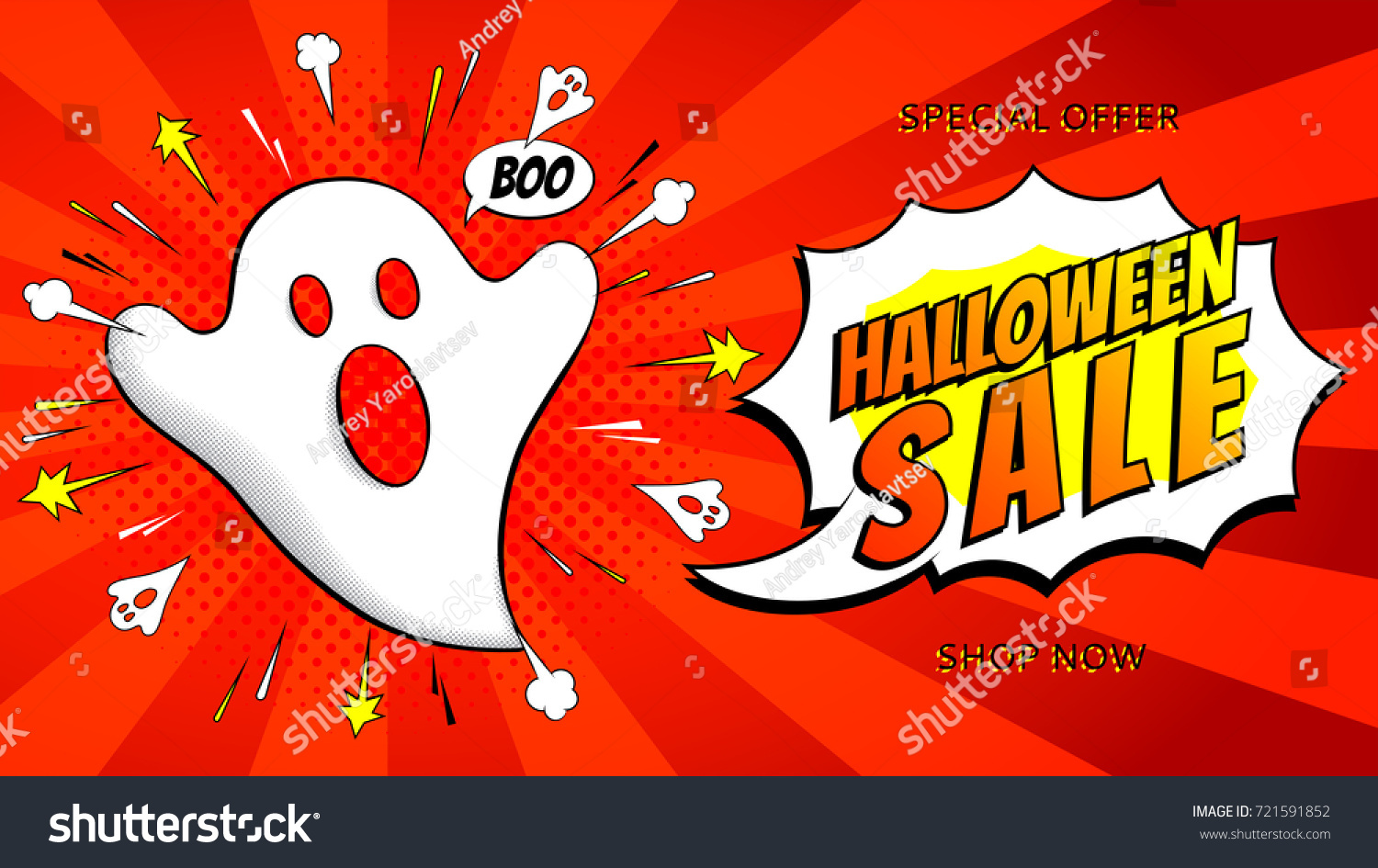 Halloween Sale Web Banner Ghost Holiday Stock Vector Royalty Free