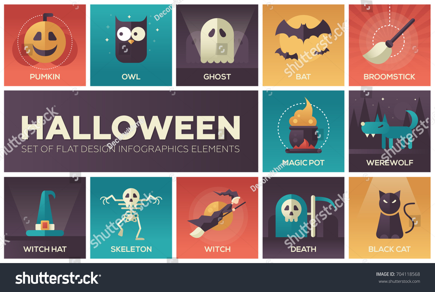 halloween set modern vector flat design stock vector hd royalty broomstick flyer dead again