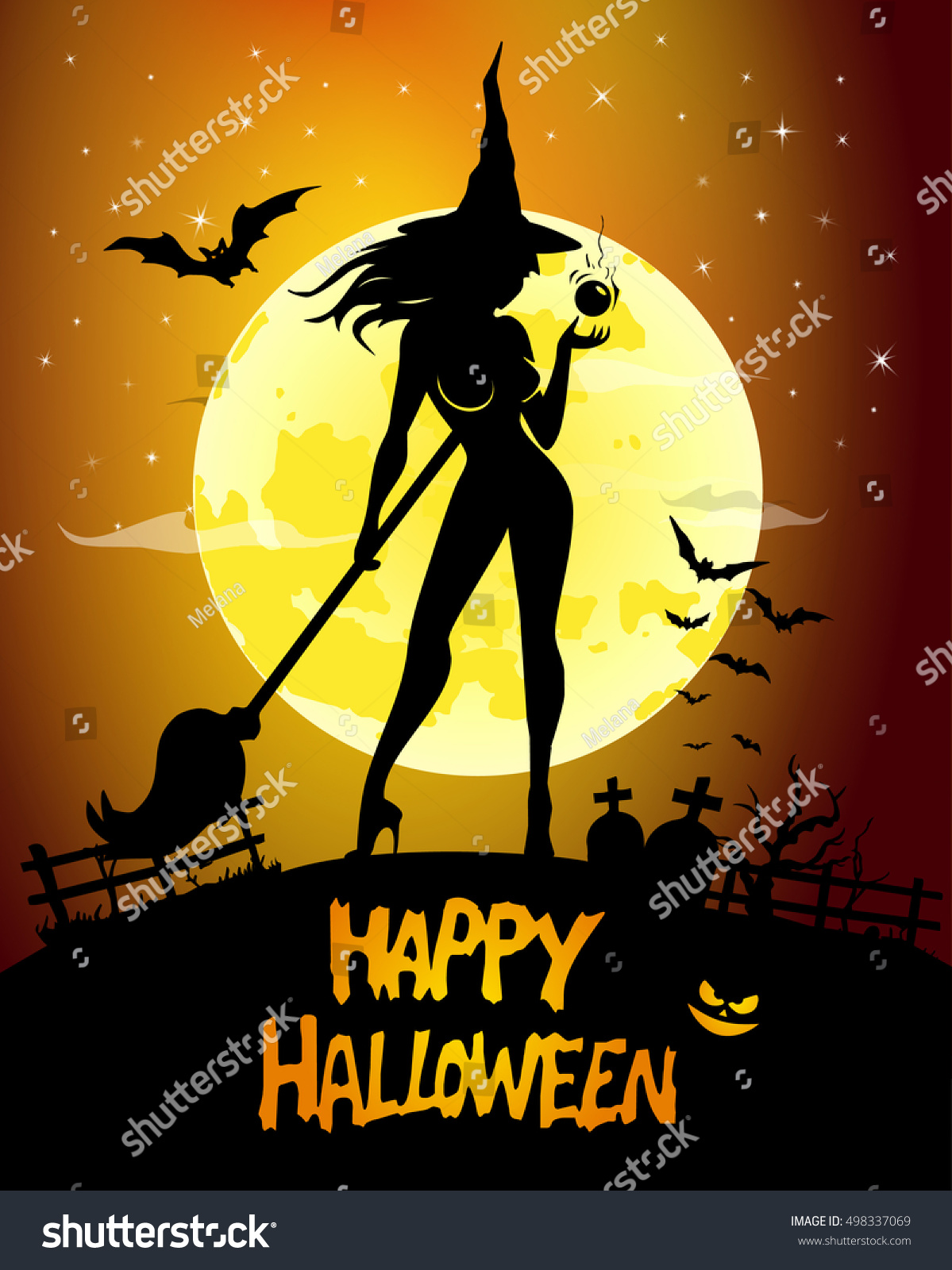 Halloween Sexy Witch Vector Illustration Stock Vector 498337069 Shutterstock