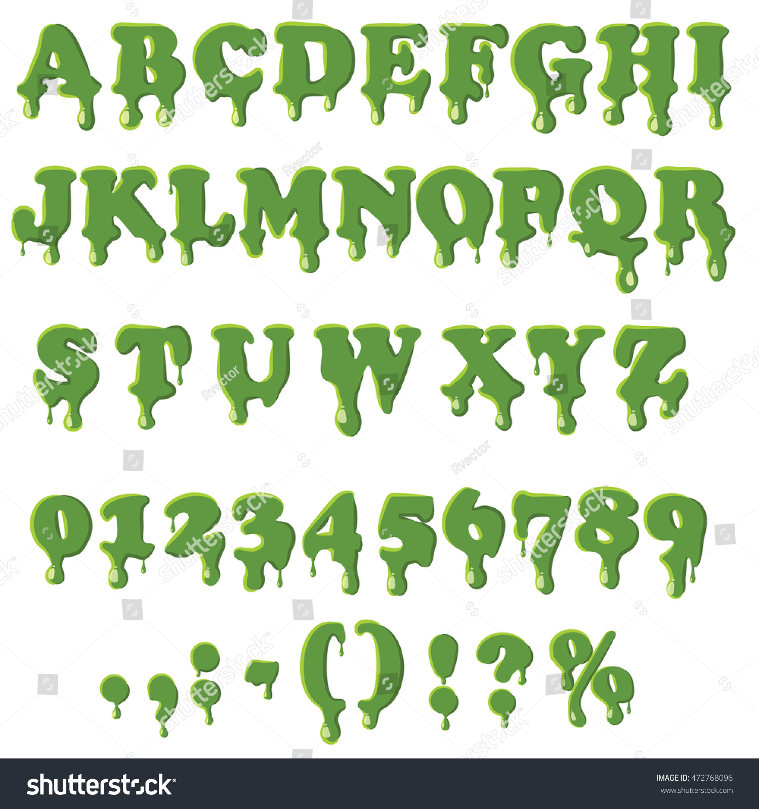 Halloween Slime Font Alphabet Numbers Isolated Stock Vector 472768096 Shutterstock