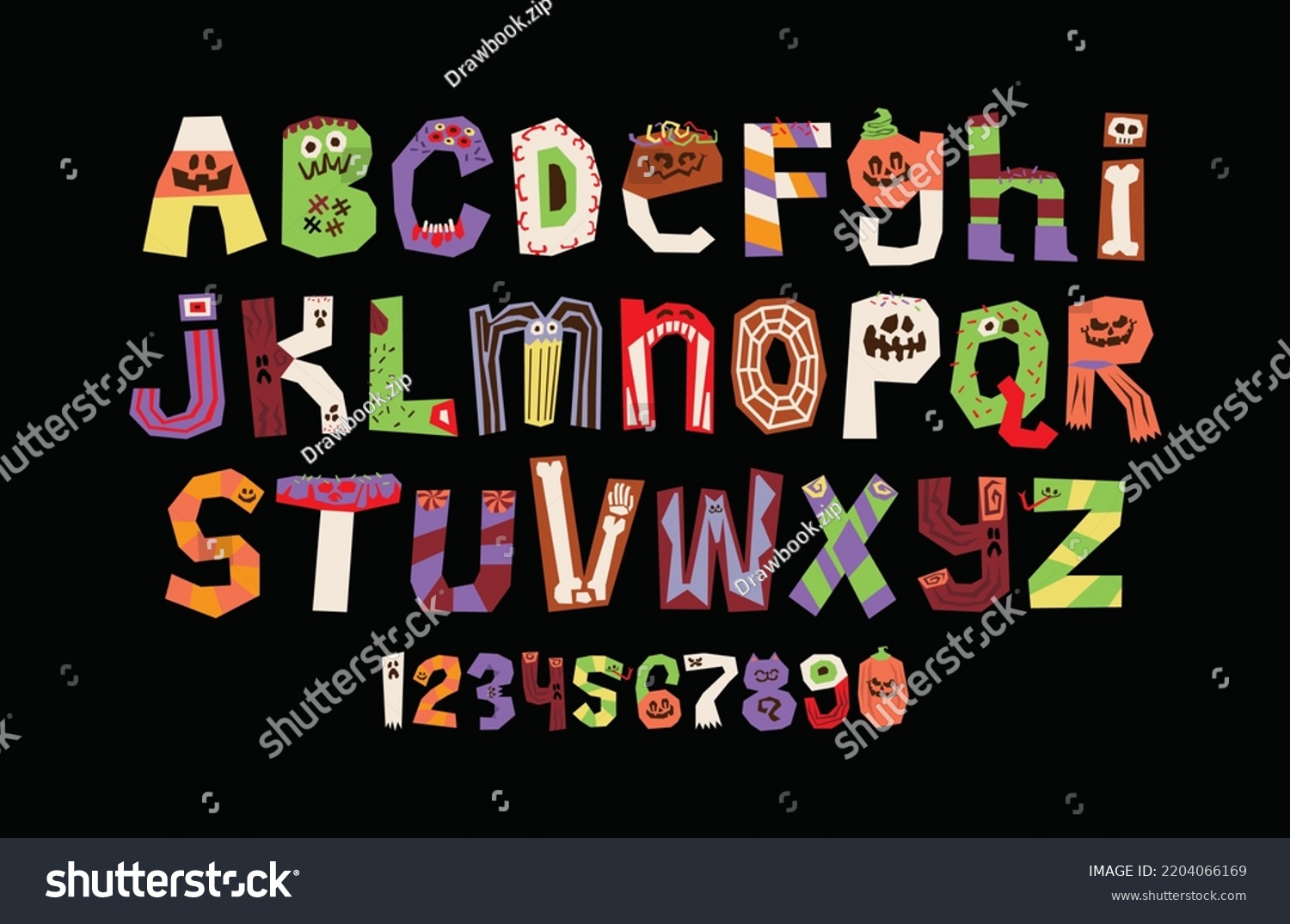 SVG of Halloween Sweets Monster Font Rough Geometric Style Lettering svg
