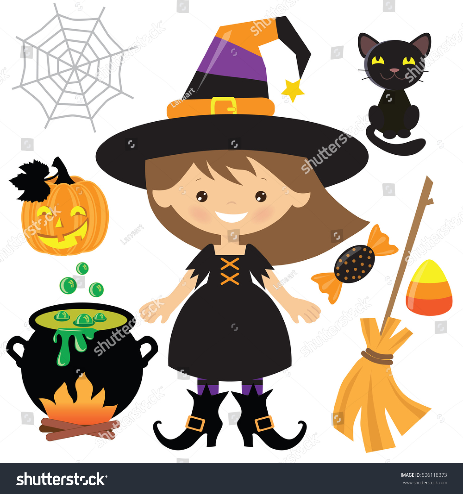 Halloween Witch Vector Cartoon Illustration Stock Vector (Royalty Free ...