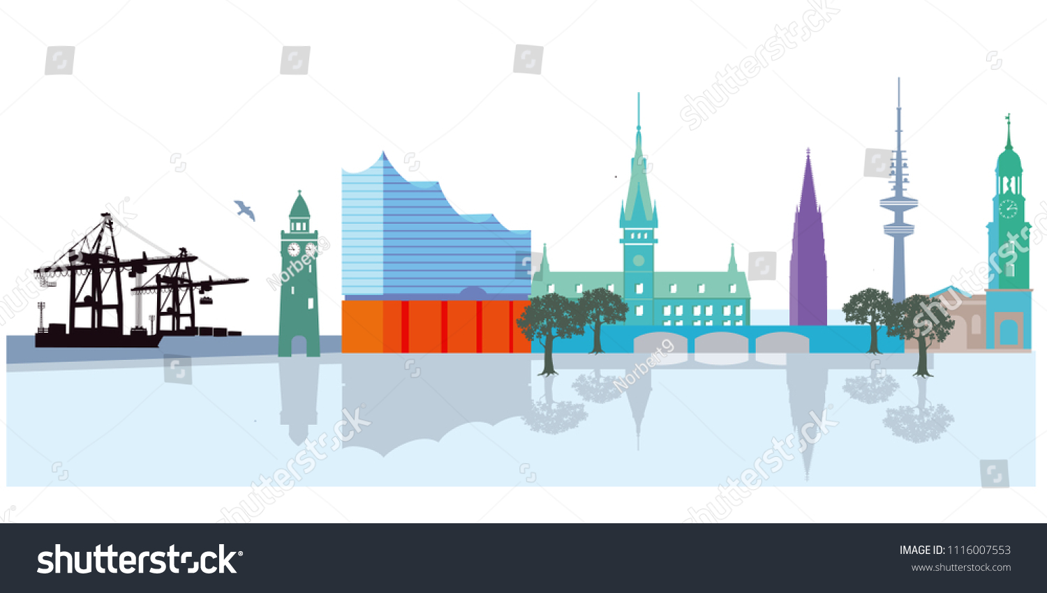 Hamburg Cityscape Harbor Stock Vector Royalty Free Shutterstock