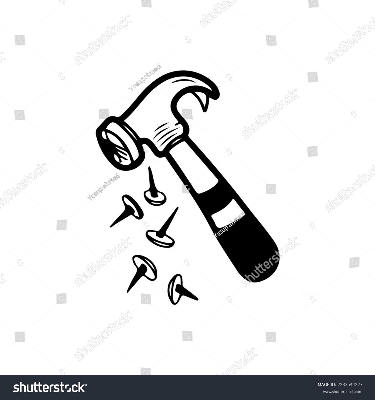 SVG of hammer and nails vector illustration svg