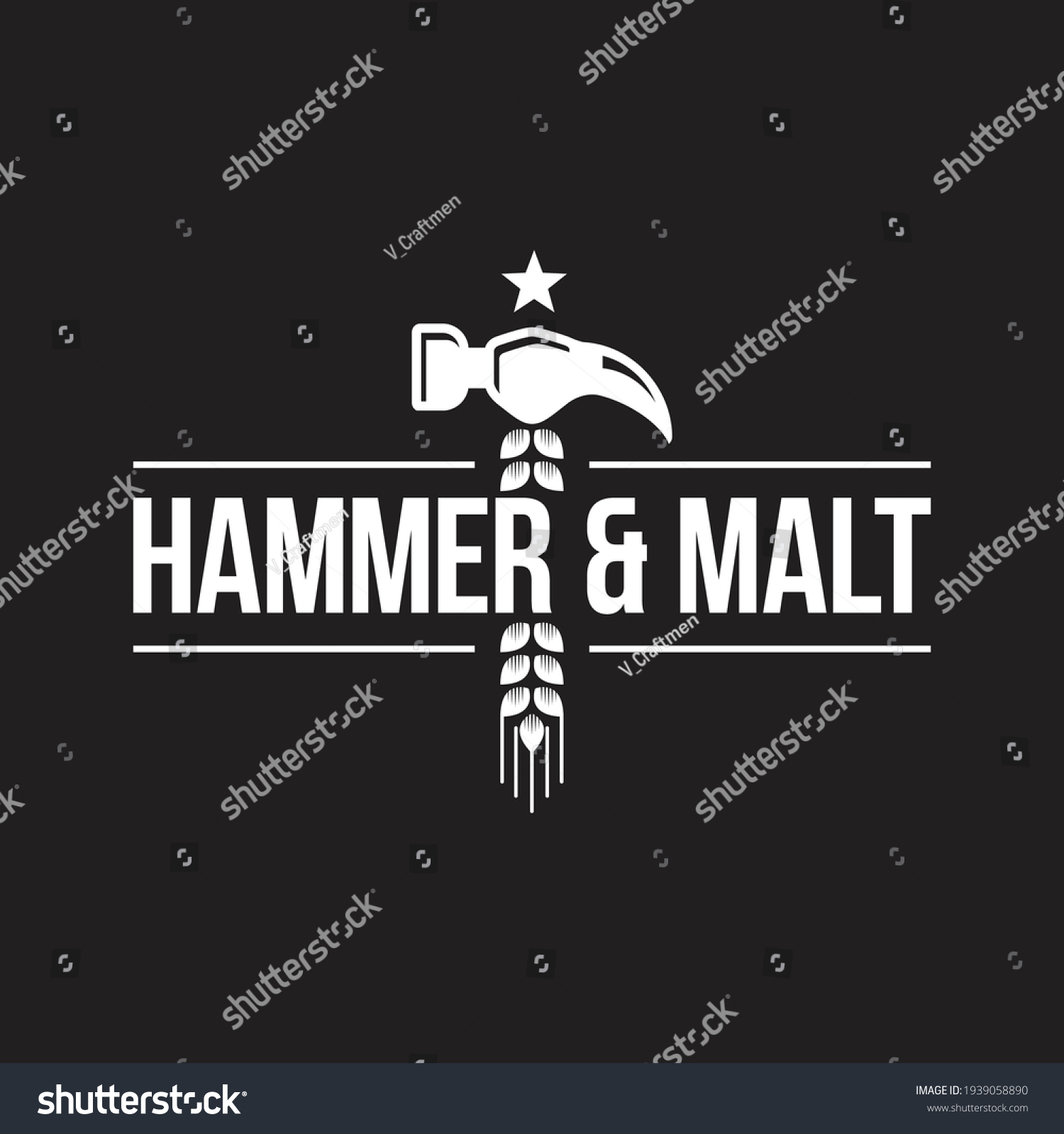 Hammer Malt Hop Logo Bar Beer Stock Vector (Royalty Free) 1939058890 ...