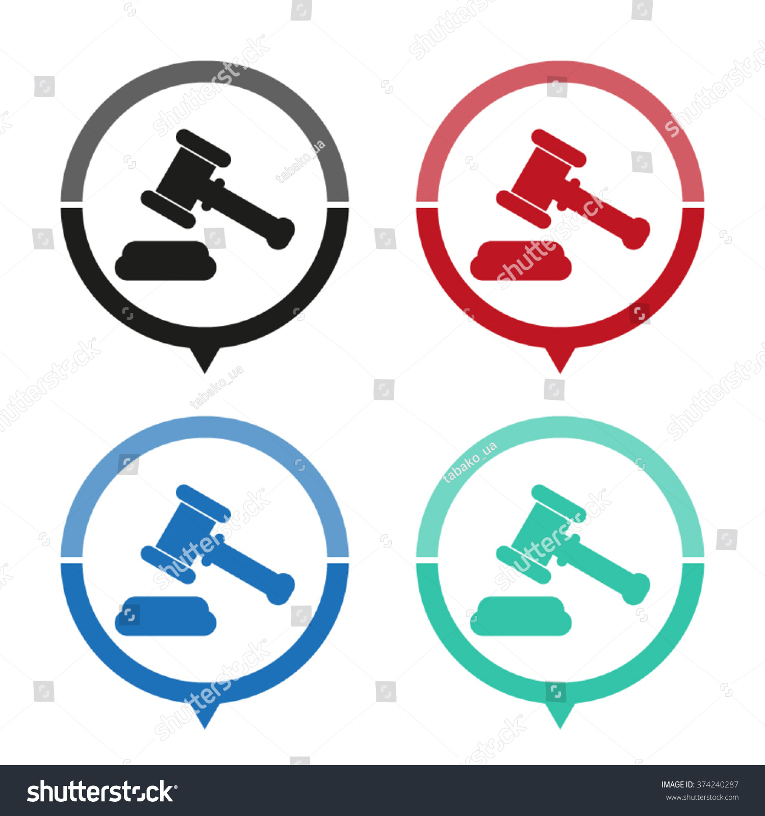 Hammer Justice Vector Icon Map Pointer Stock Vector (Royalty Free