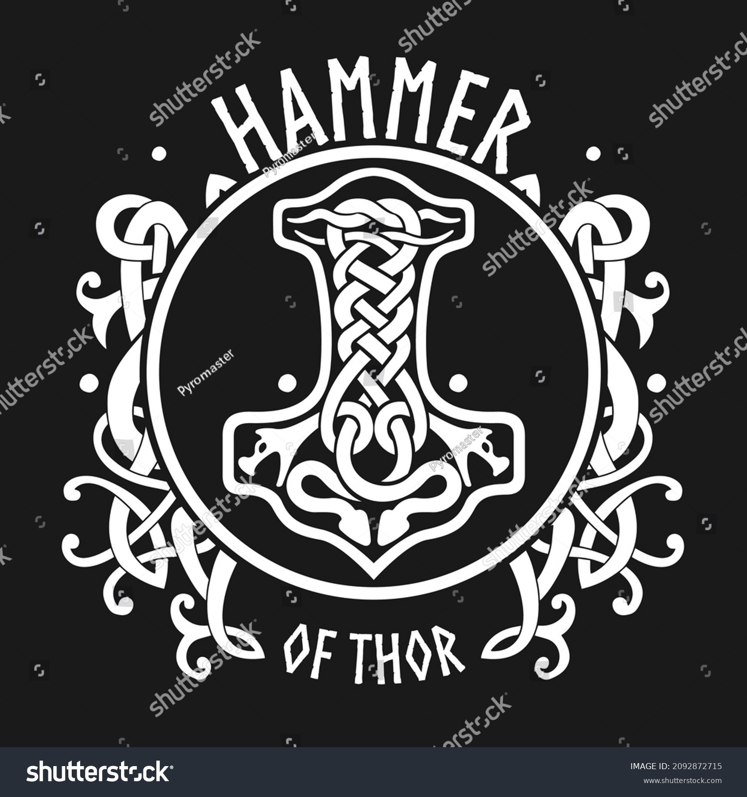 SVG of Hammer of Thor Mjolnir Celtic knot, Scandinavian Viking style ornament. Isolated vector illustration. Hand drawing. svg