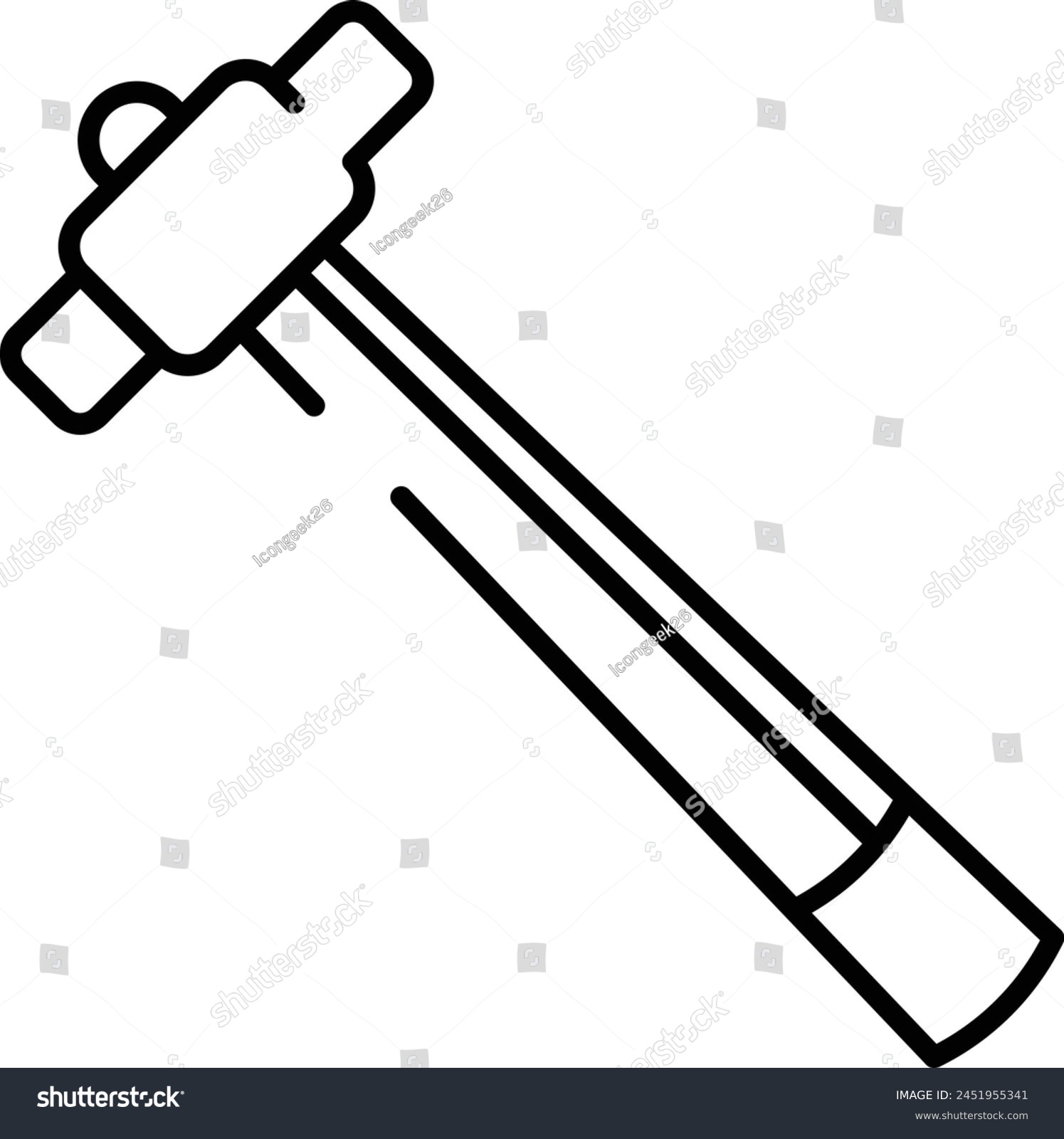 black outline hammer tool icon clip art preview