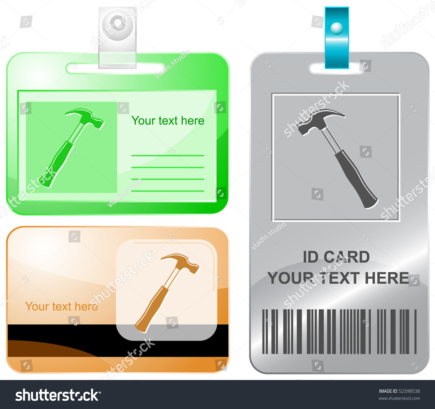 Vektor Stok Hammer Vector Id Cards (Tanpa Royalti) 52398538 | Shutterstock