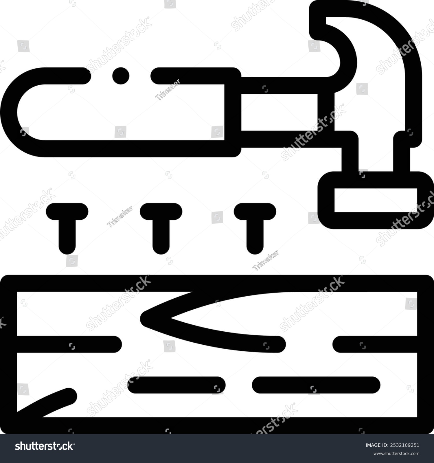black hammer hitting nails into wood clip art preview