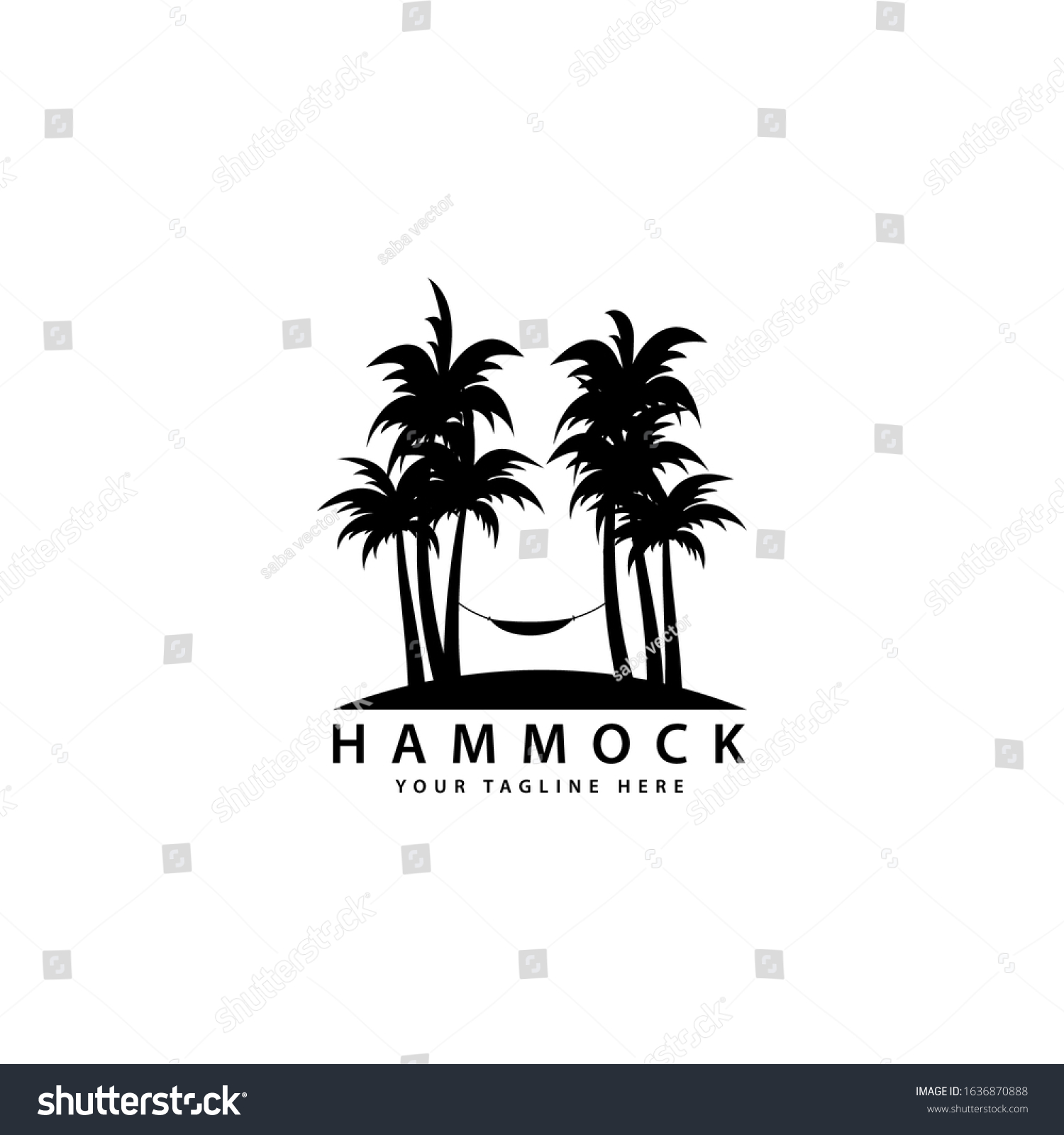 Hammock Logo Design Outdoor Palm Trees Stock Vector (Royalty Free ...