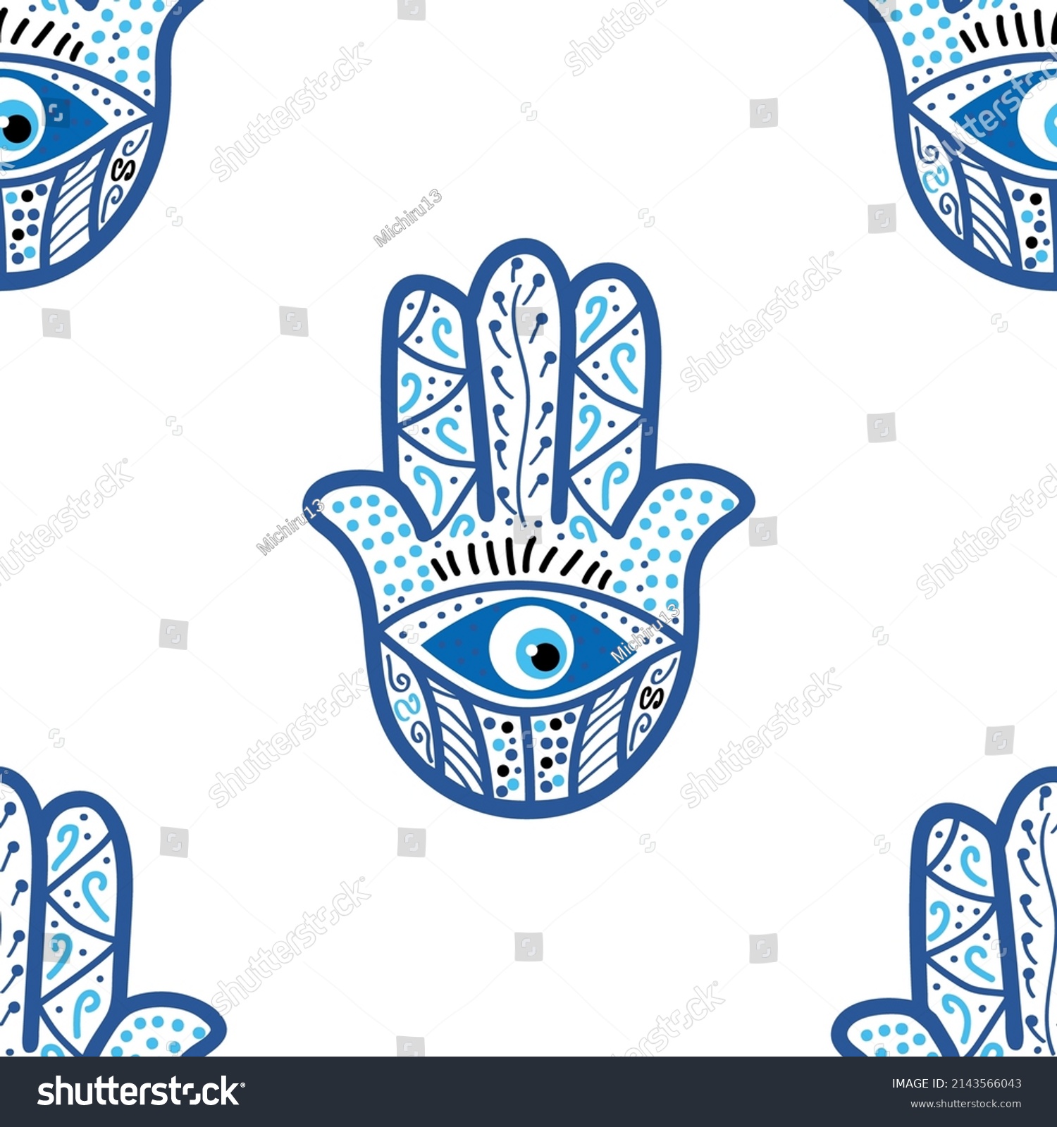 Hamsa Eye Magical Eye Seamless Pattern Stock Vector (Royalty Free ...