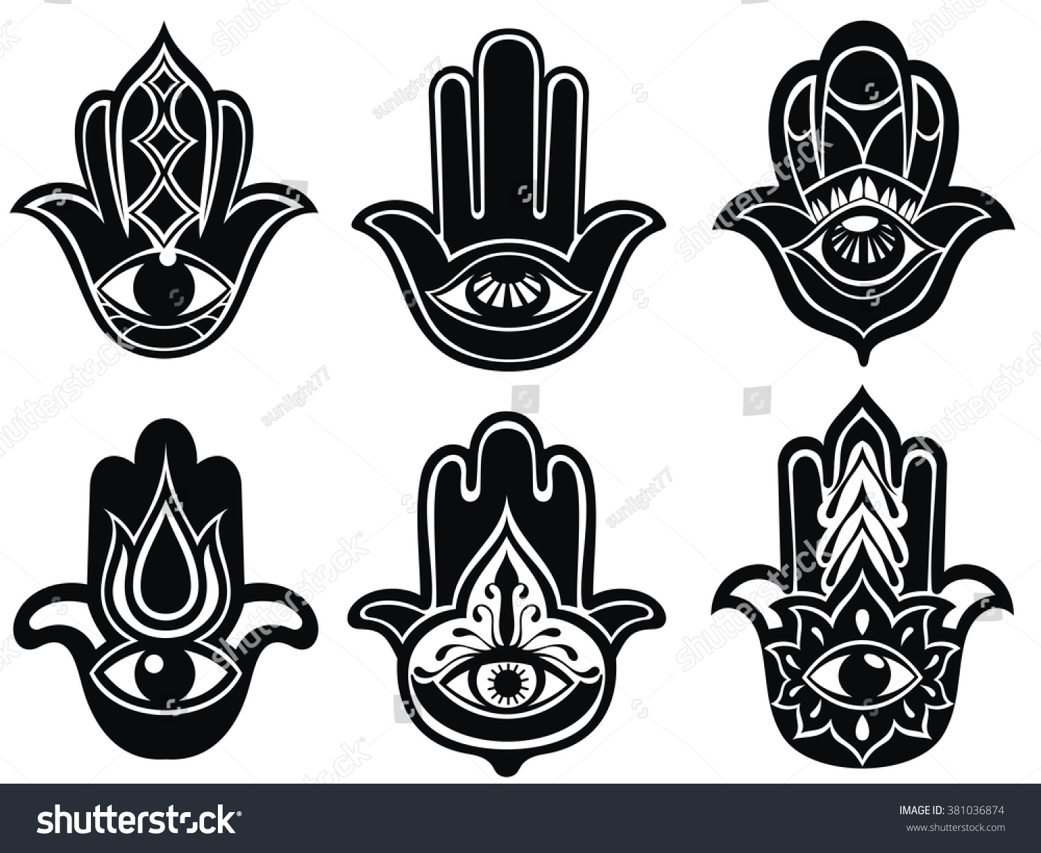 Hamsa Hand Hand Fatima Amulet Symbol Stock Vector (Royalty Free) 381036874