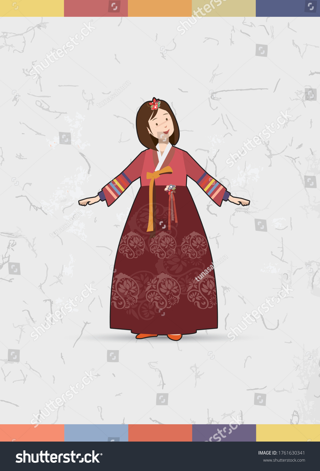 Hanbok Korean Traditional Costume Character Stock Vector (Royalty Free ...