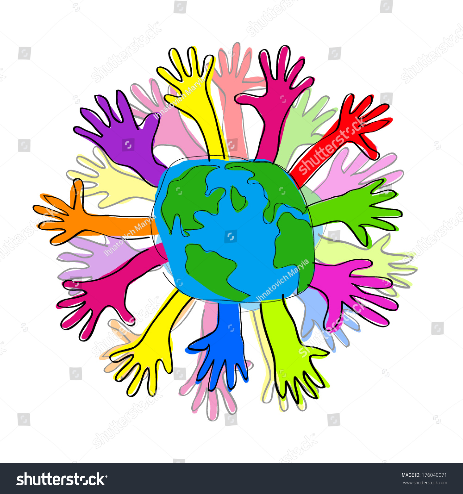 Hand And Globe. Vector - 176040071 : Shutterstock