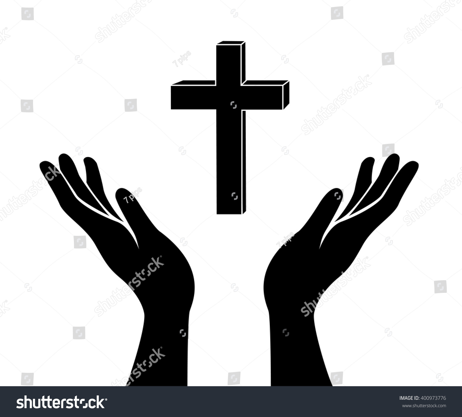 Hand Jesus Christ Cross Sign Stock Vector 400973776 - Shutterstock