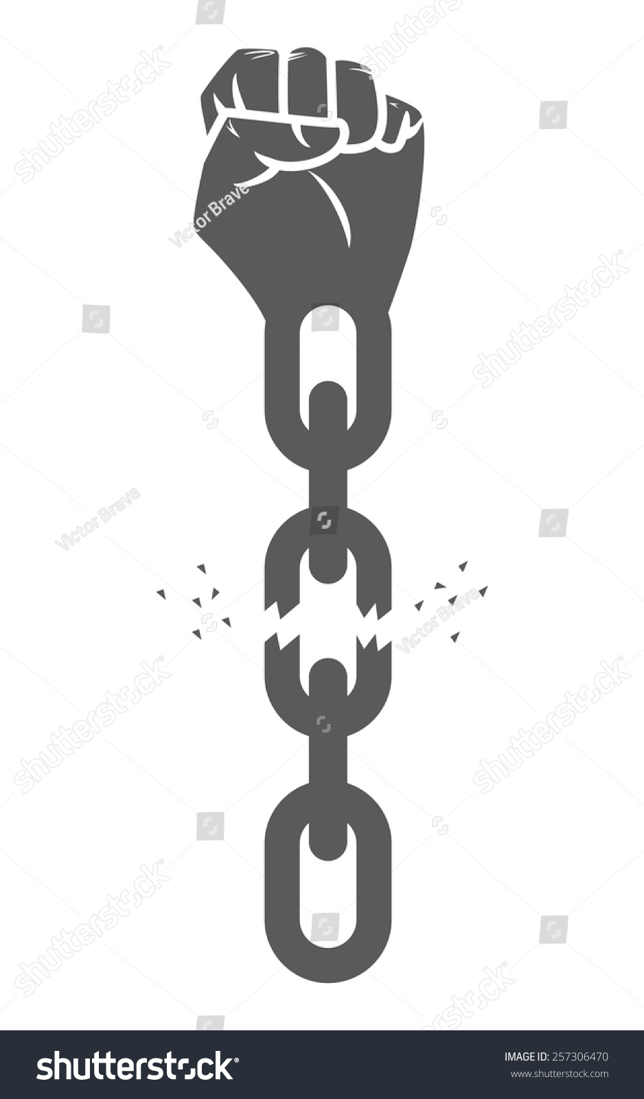 Hand Breaking Chains Freedom Concept Vector Stock Vector 257306470