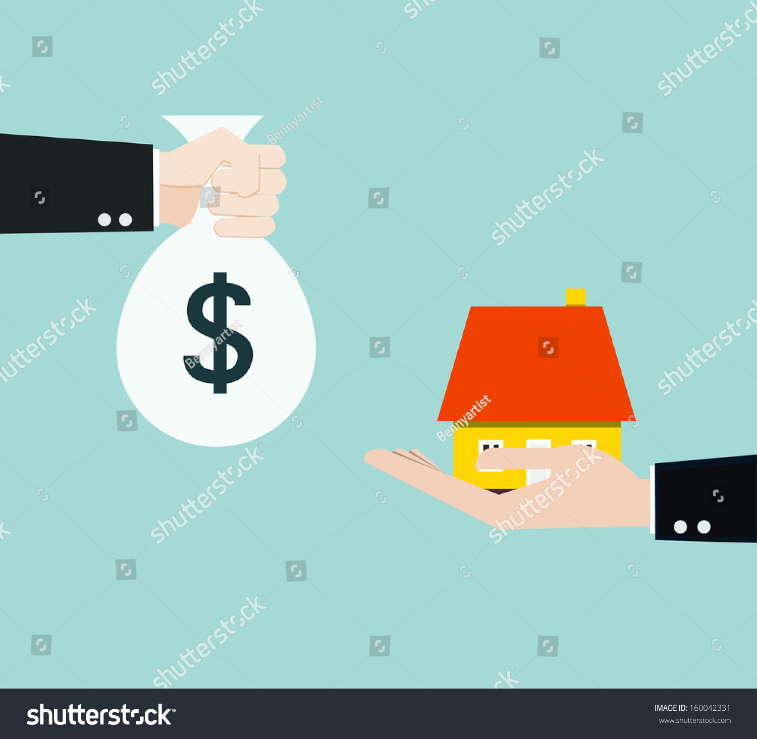 Hand Bring Money Home Stock Vector 160042331 - Shutterstock