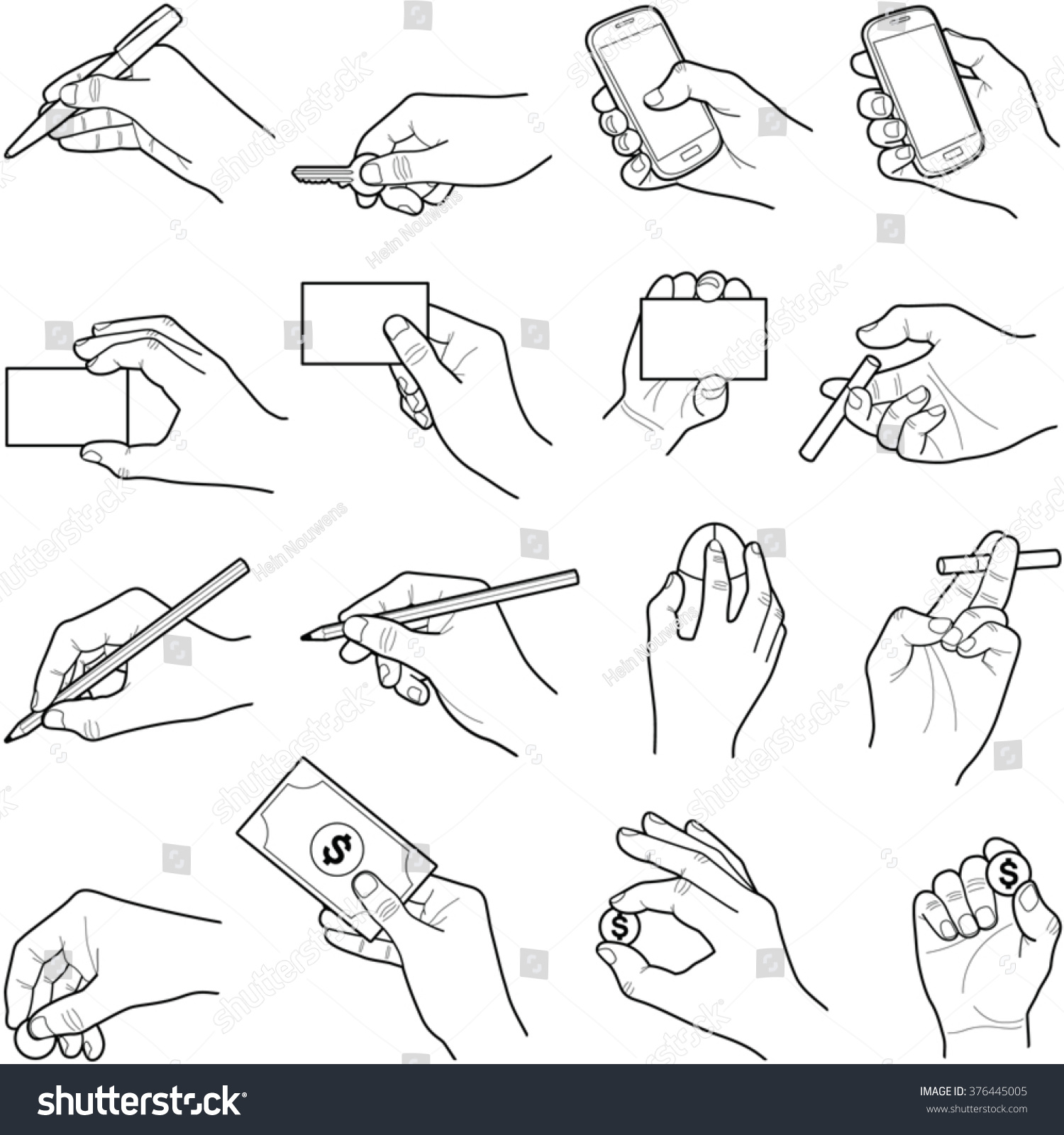 Hand Collection Vector Line Illustration Stock Vector (Royalty Free