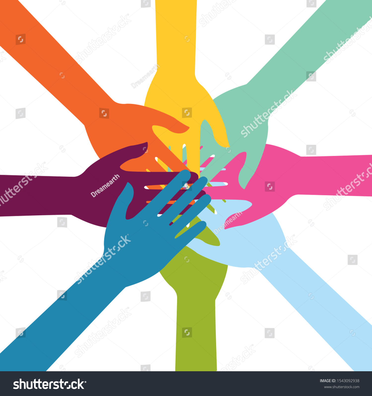 Hand Colorful Creative Connection Teamwork Stock Vector (Royalty Free ...