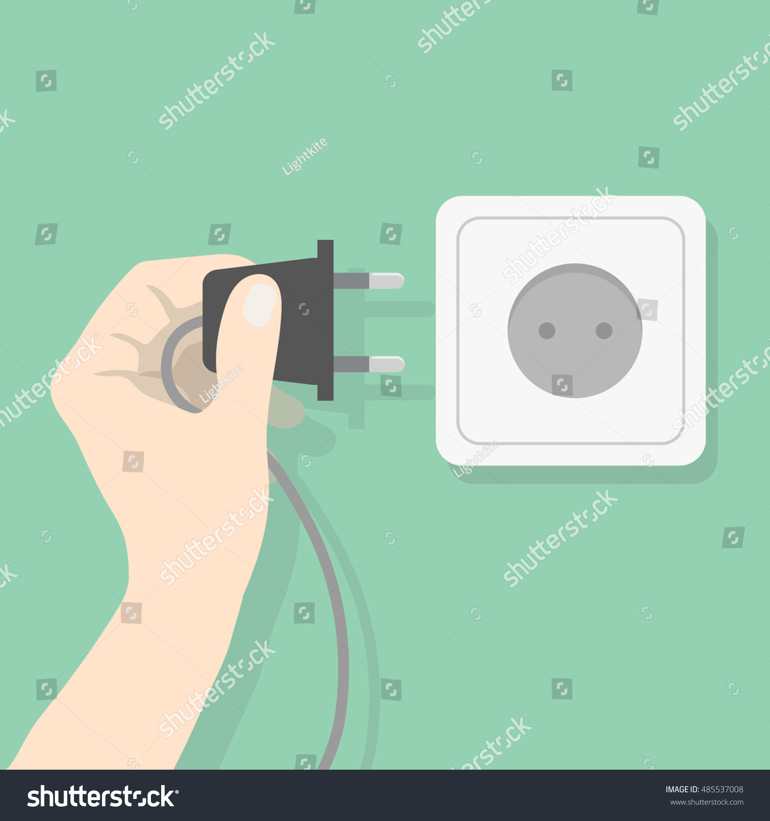 Hand Connecting Electrical Plug Man Holding Stock Vector (Royalty Free ...