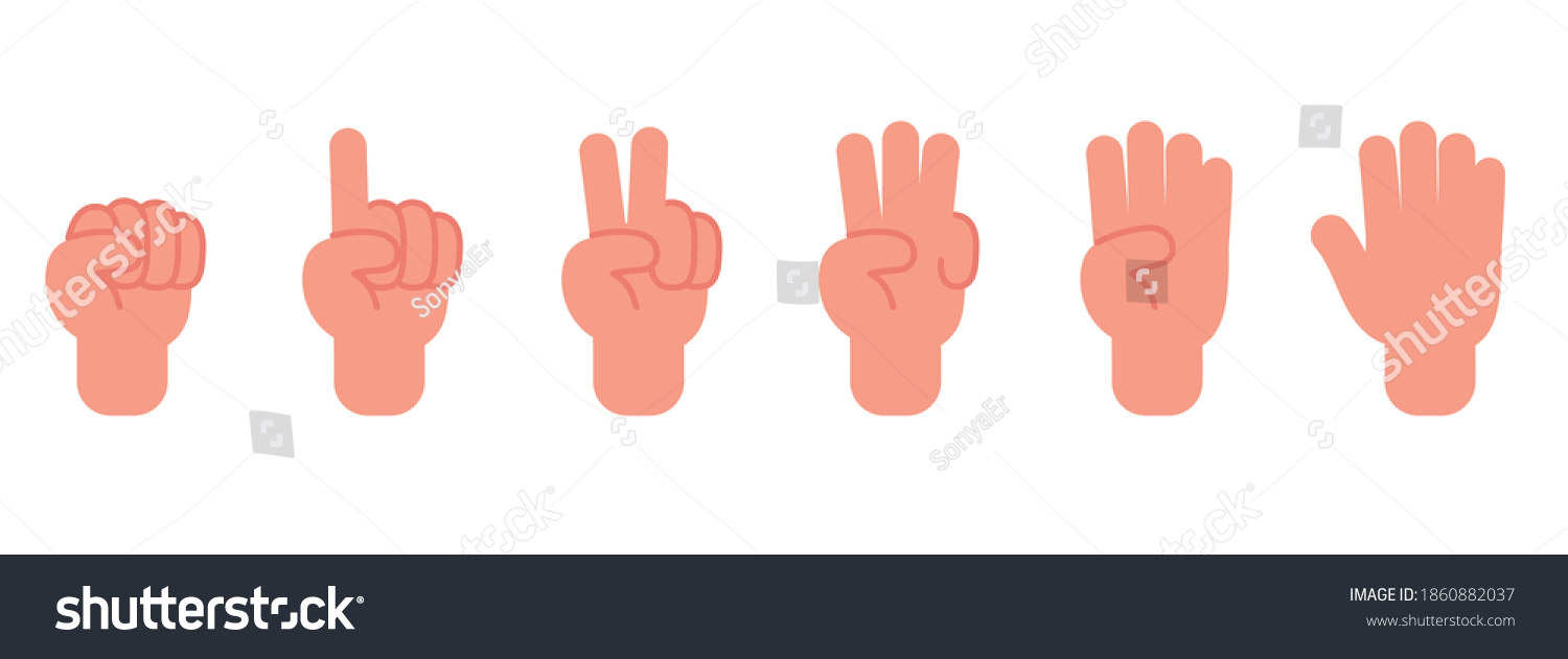 Hand Count Vector Set Nonverbal Sign Stock Vector (Royalty Free) 1860882037