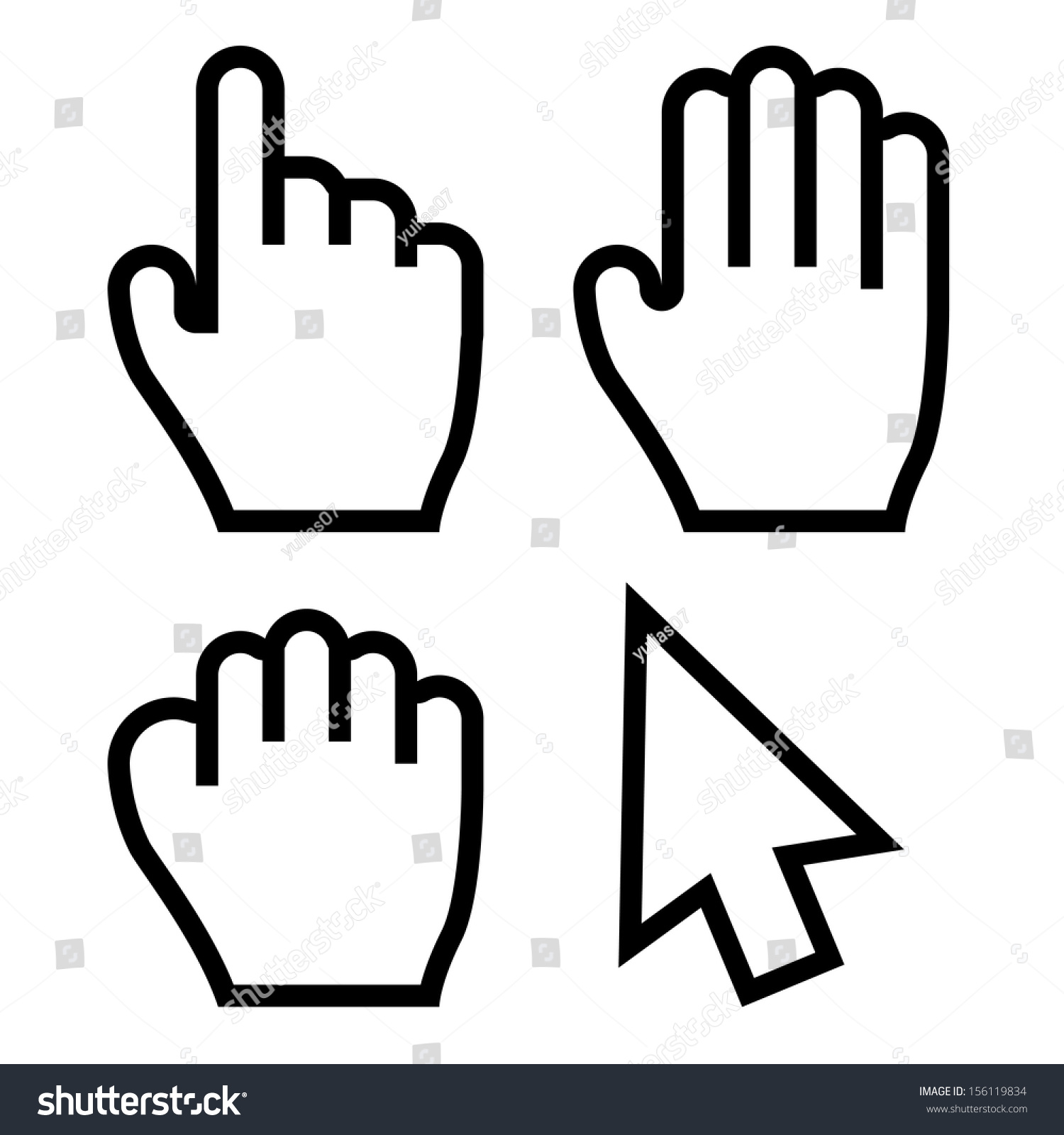 Hand Cursors Vector stockvector (rechtenvrij) 156119834 - Shutterstock
