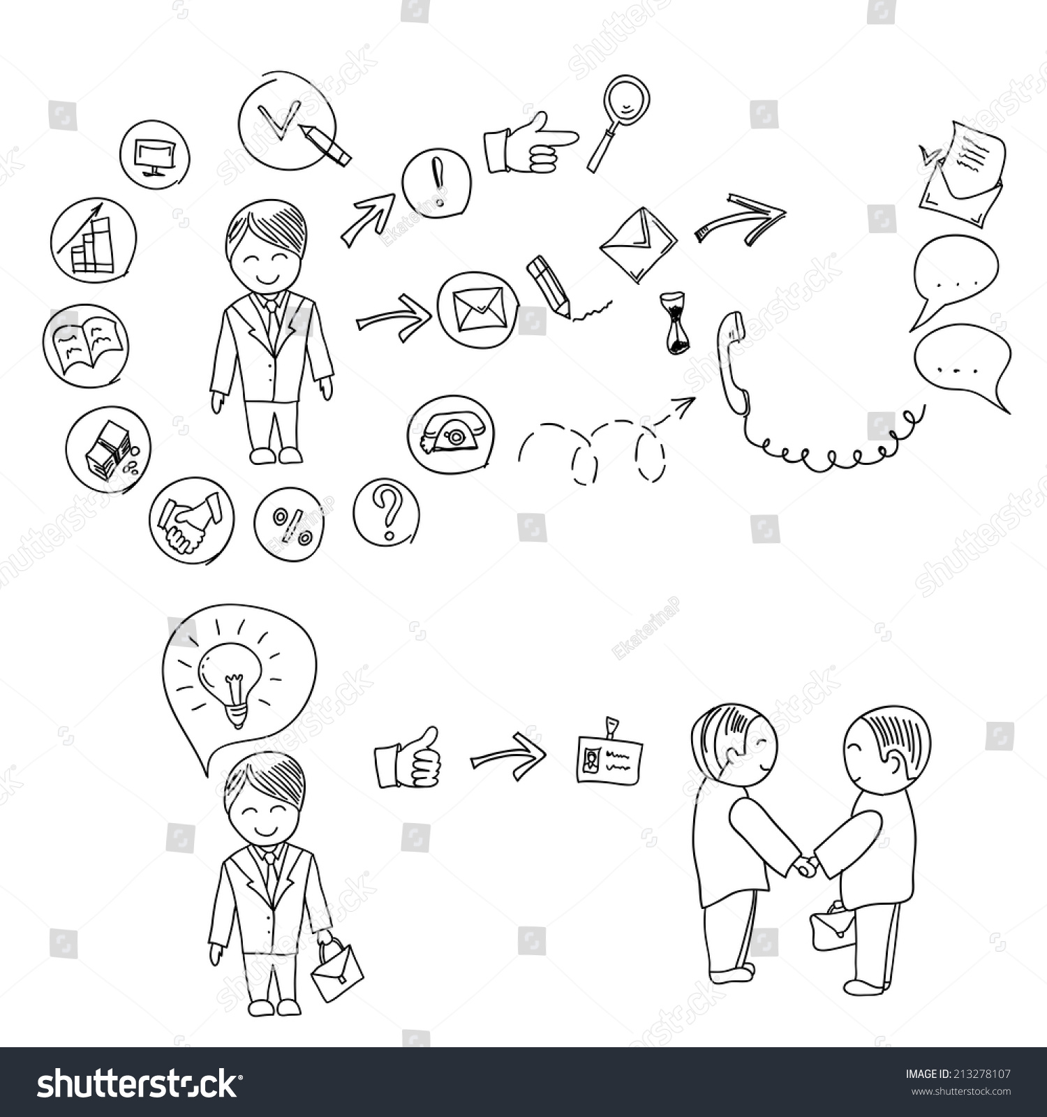 Hand Doodle Business Icon Set Idea Stock Vector 213278107