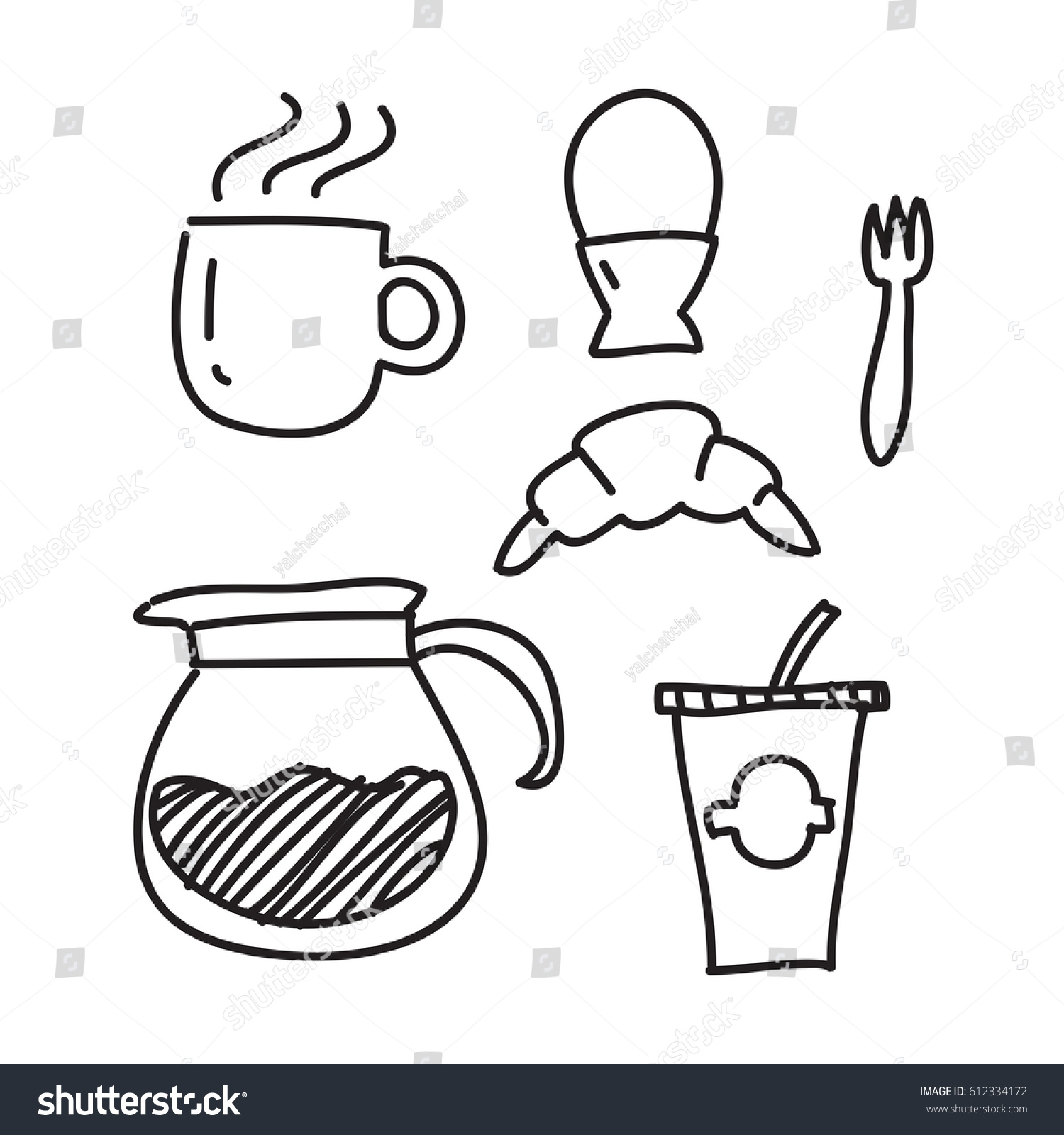 Hand Draw Breakfast Vector Stock Vector (Royalty Free) 612334172