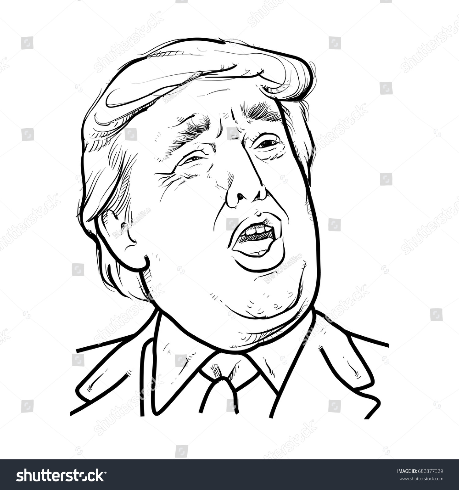 Hand Draw Donald Trump Isolated Donald Stock Vector (Royalty Free ...