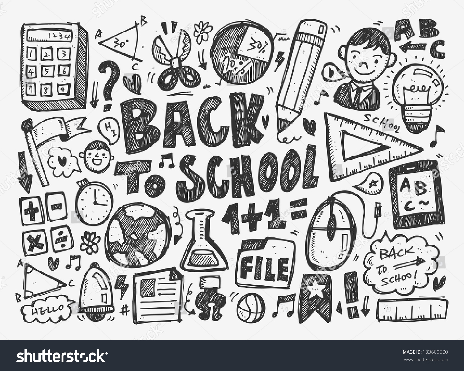 Hand Draw Doodle School Element Stock Vector (Royalty Free) 183609500 ...