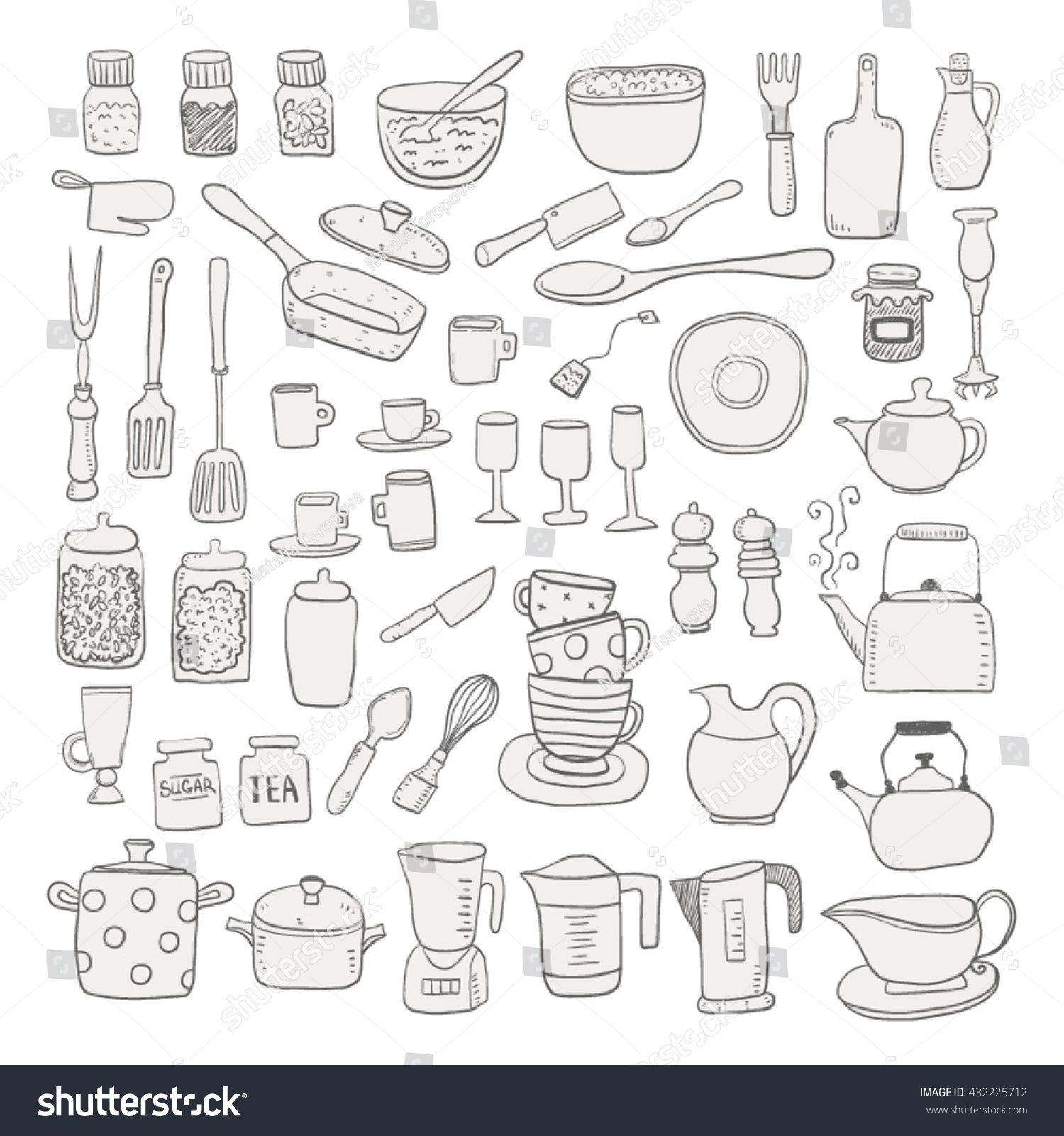 Hand Draw Kitchen Utensils Sketch Collection Image Vectorielle De Stock Libre De Droits 2161