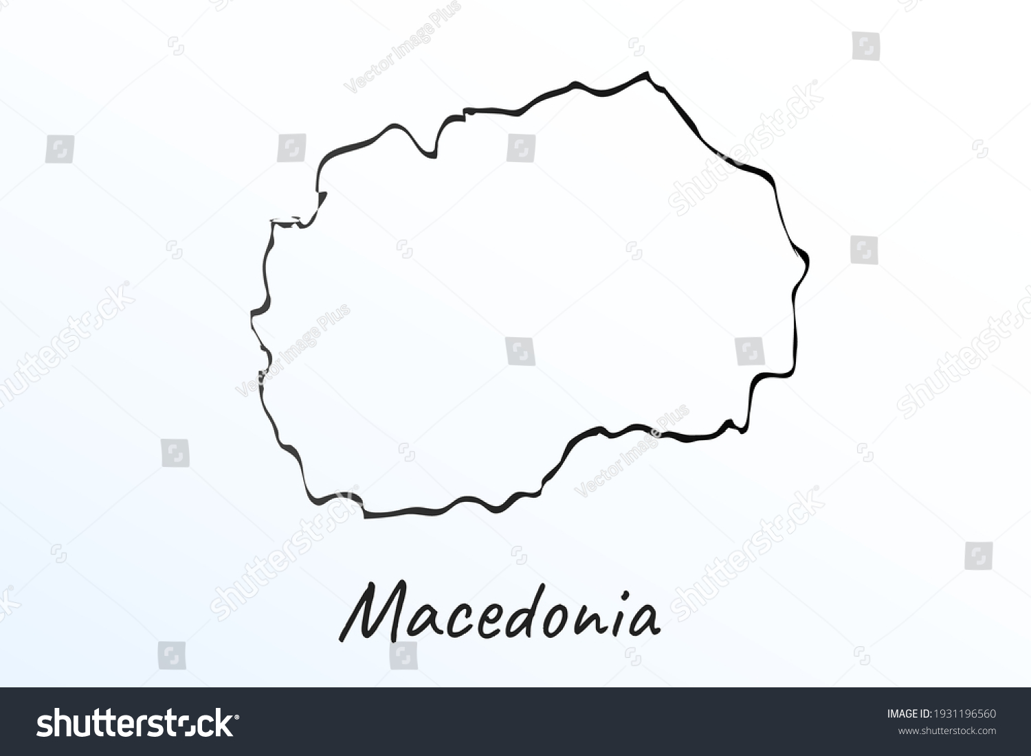 Hand Draw Map Macedonia Black Line Stock Vector (Royalty Free ...