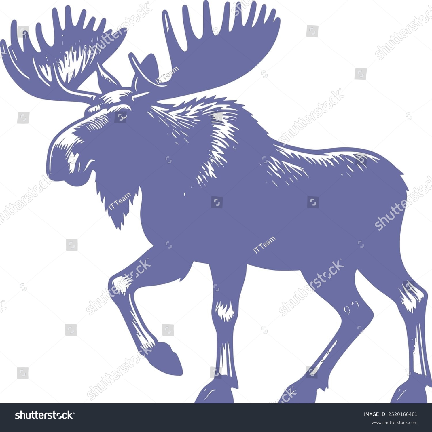 recommend clip art: Hand draw Moose silhouette isolated wild animal template vector illustrations on white background