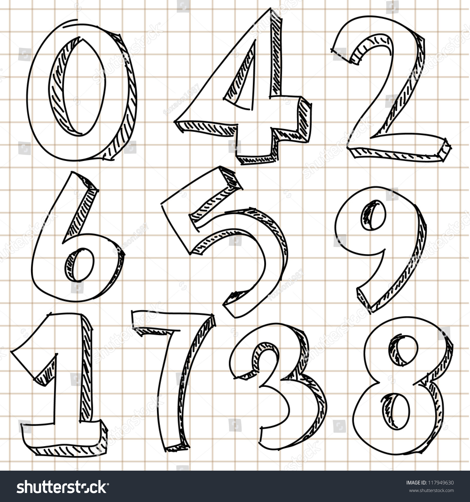 Hand Draw Numbers Stock Vector Royalty Free