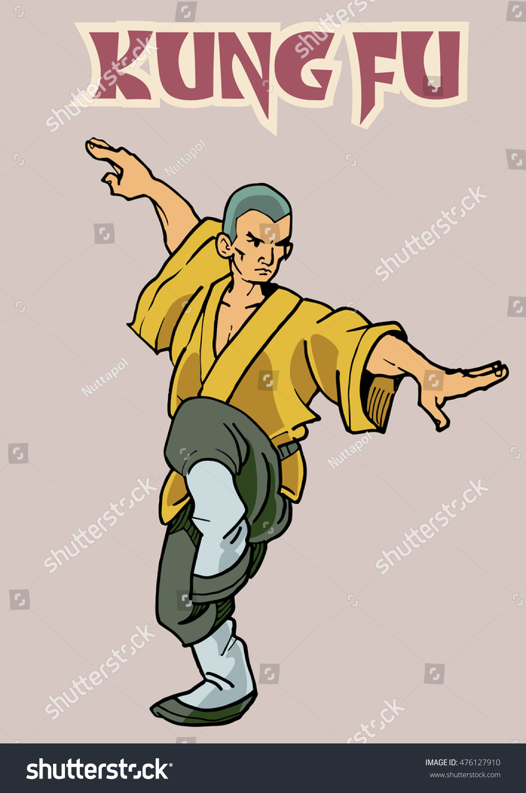 Hand Draw Kungfu Cartoon Actions Stock Vector (royalty Free) 476127910