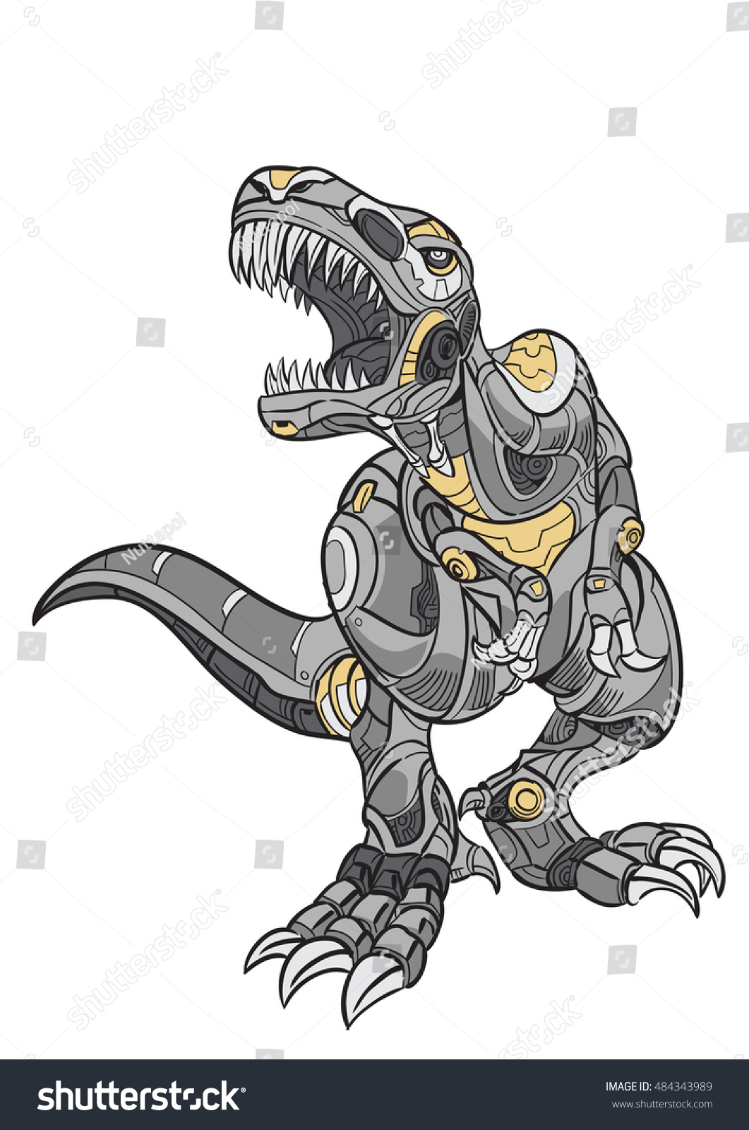 Hand Draw Robot Dinosaur Trex Stock Vector 484343989 - Shutterstock