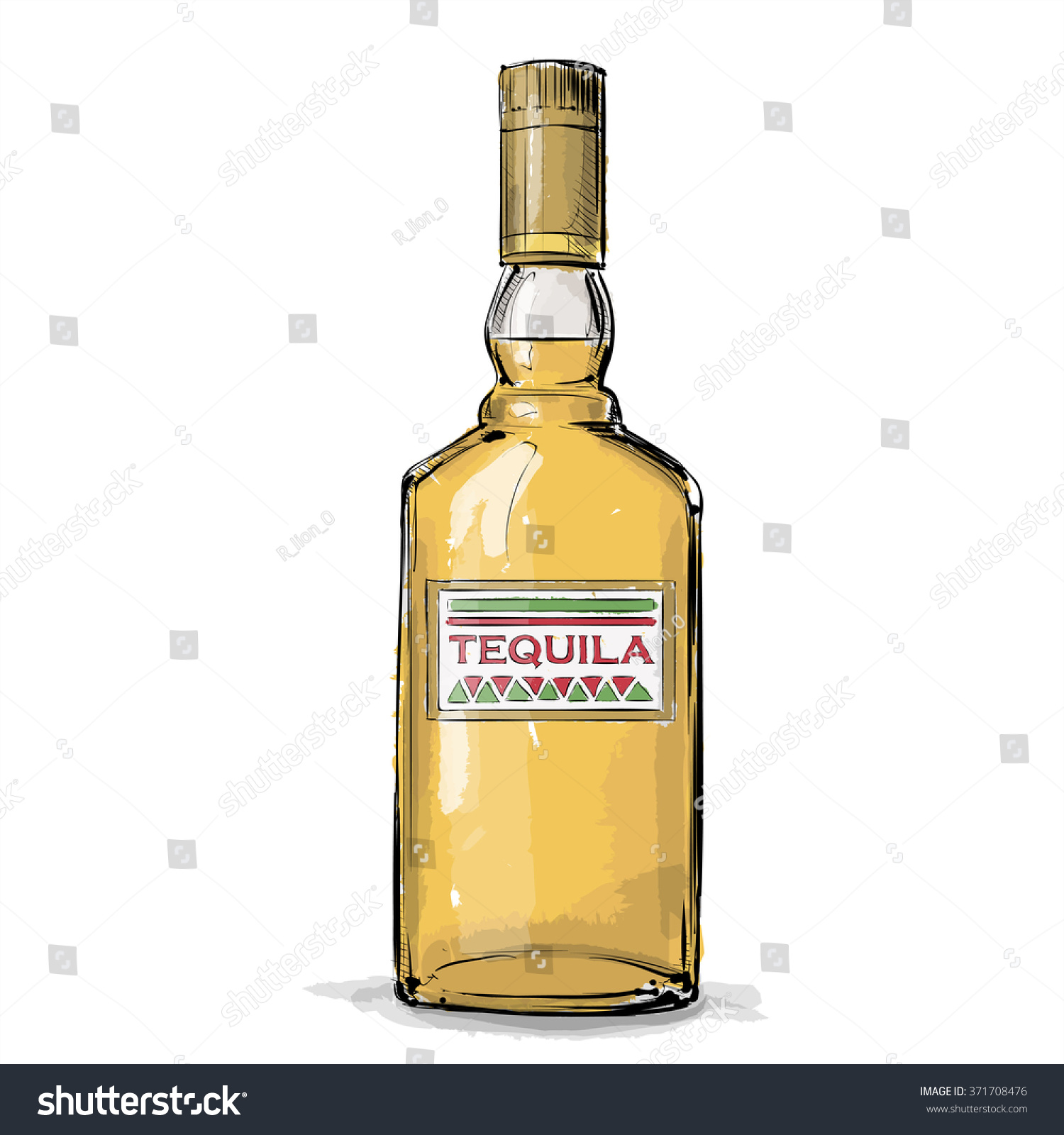 Hand Draw Tequila Bottle Vector Illustration Stock Vector 371708476 ...