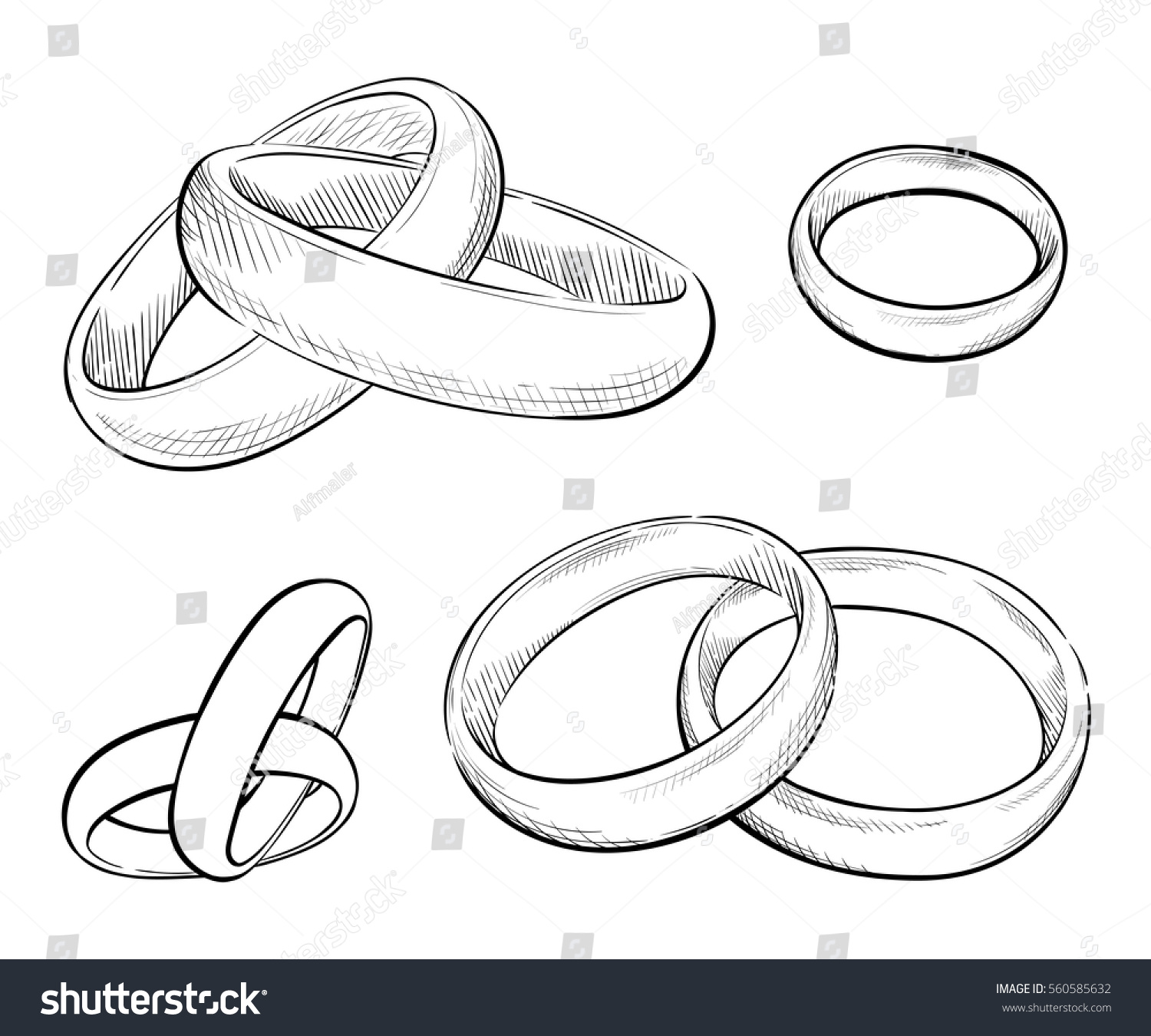 Hand Draw Set Vector Ring Illustration Stock Vector 560585632 ...